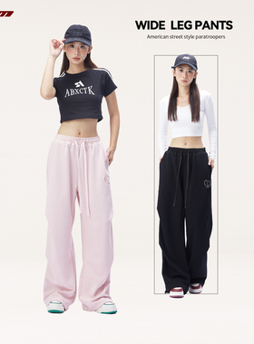 CYRM街舞潮牌美式复古伞兵裤女春秋嘻哈爵士舞宽松直筒阔腿休闲裤