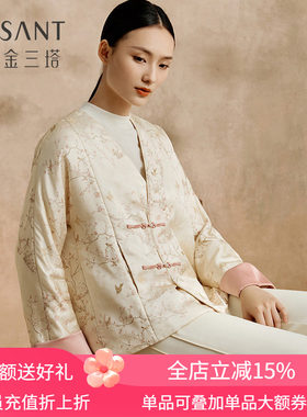桑蚕丝上衣金三塔女提花印花