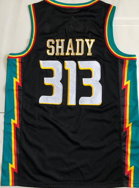 全刺绣 底特律活塞Eminem联名球衣美版AU艾米纳姆复古网眼篮球服