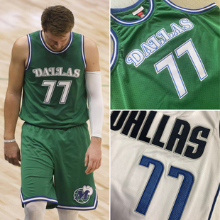 全刺绣独行侠队77号东契奇复古城市版球衣球裤11欧文篮球服男背心