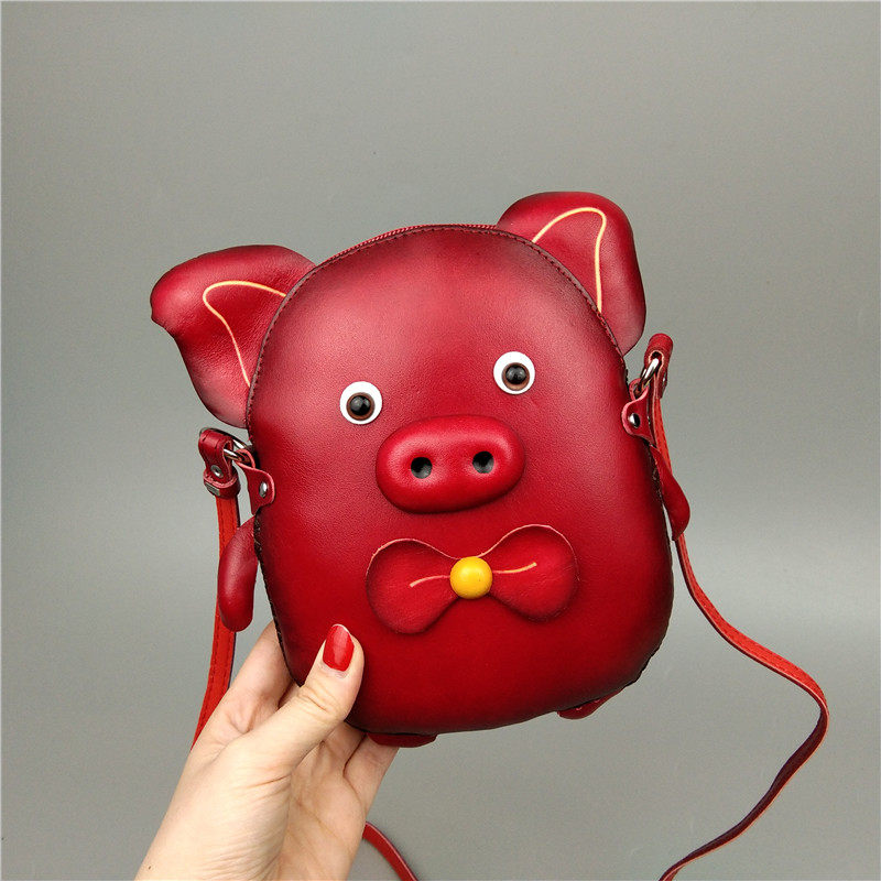 真皮卡通手机包迷你斜挎包包女2020新款韩版百搭创意可爱小背包