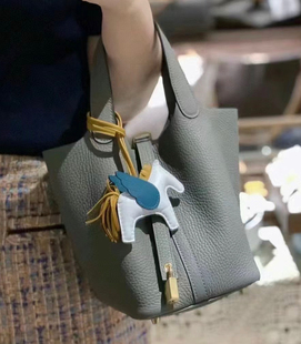 【Molly Studio】老金私定手工菜篮子水桶包18积雨云灰picotin