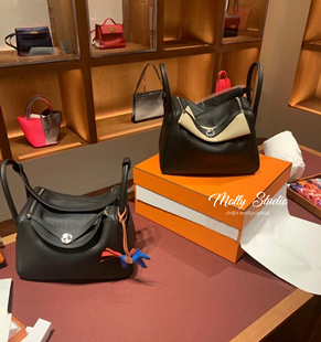 林迪包26cm枕头包琳迪医生包老金家纯手缝蜡线进口皮H家黑色