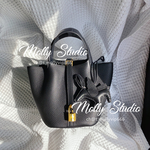 h家菜篮子水桶包女包老金纯手缝蜡线进口皮 touch 鳄鱼18 picotin