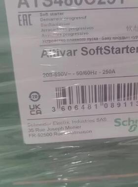 议价ATS480C25Y 软起动器 208-690V 50/60Hz 250A 工控配件维修