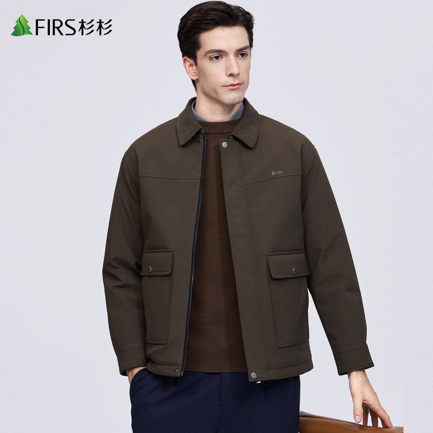 【鹅绒】杉杉灯芯绒翻领羽绒服男2026冬季新款石墨烯保暖防风外套