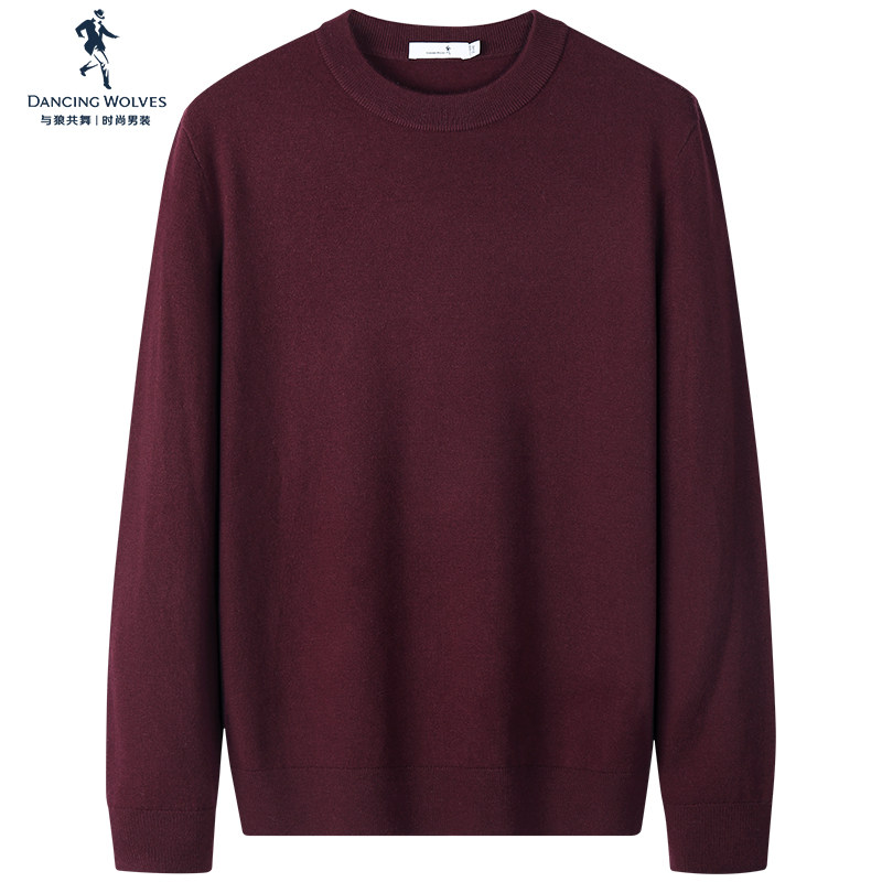 【100%纯羊毛】与狼共舞羊毛衫男士圆领2025秋冬新款保暖针织毛衣,男装,针织衫/毛衣,淘宝优惠券,粉丝福利购,淘宝优惠卷