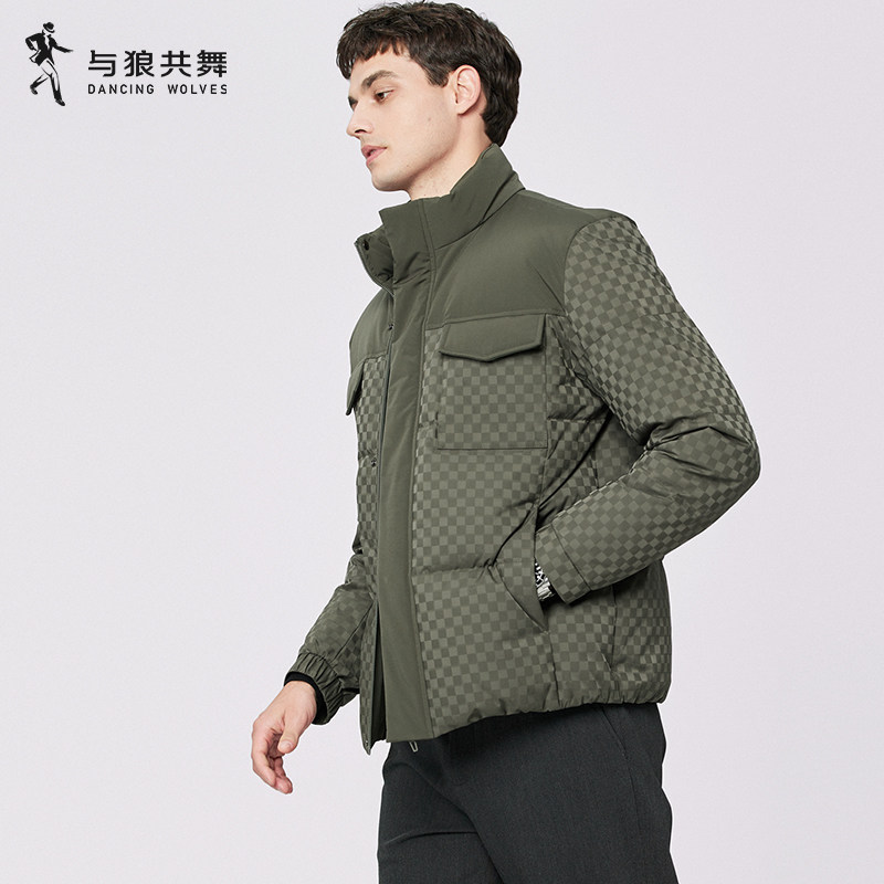 【棋盘格】与狼共舞科技蓄温立领羽绒服男2025冬季新款保暖外套,男装,羽绒服,淘宝优惠券,粉丝福利购,淘宝优惠卷