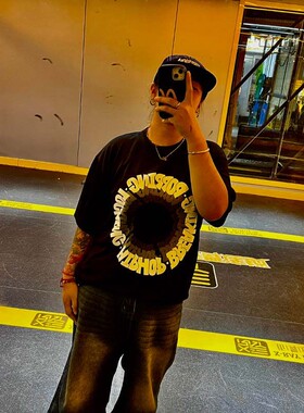 FunkyChoice速干透气网眼圆领印花短袖T恤纯棉街舞练功服popping