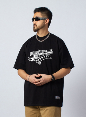 FunkyChoice美式潮牌嘻哈宽松短袖ak重磅纯棉小领口涂鸦说唱bboy