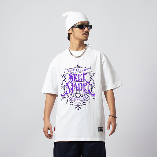 美式字母印花黑白短袖T恤