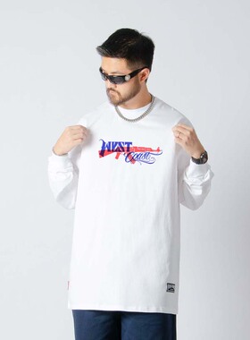 FunkyChoice美式嘻哈纹身刺青印花长袖T恤纯棉小领口oldschool男