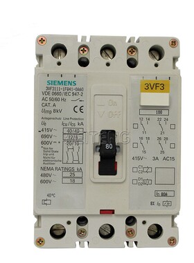 西门子 3VF3111-1FQ41-0AA0塑壳断路器80A三相3VF3低压空气开关3P