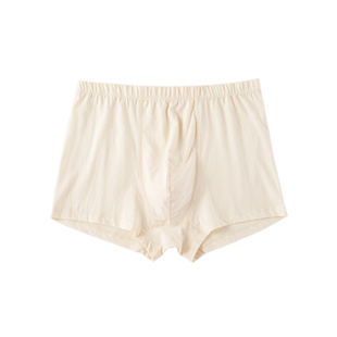 小亘棉三百男士平角内裤100%棉本白原色汗布纯棉全棉面料四角裤头