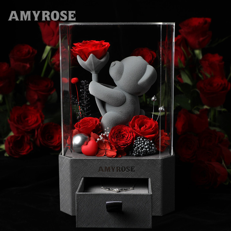 AMYROSE永生花玫瑰花三八永生花