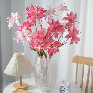 仿真花绢布百合花 饰莫奈风仿真花花束假花仿真花摆件 家居客厅装