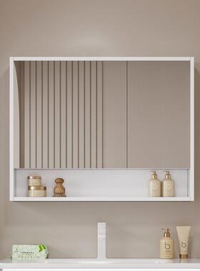 能柜浴镜室镜卫生间单独镜实木浴室储物柜子墙式带灯智收LBV纳置