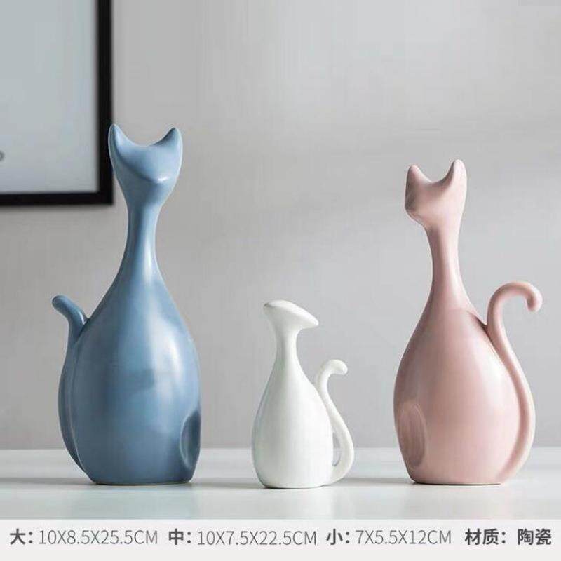 北欧酒柜装饰品一家 猫摆件书架书柜创意客厅家里室内小摆设摆件