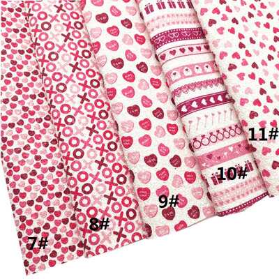 情人节闪布爱心条纹圆点豹纹格子波浪纹XO印花格丽特皮革绒底B202