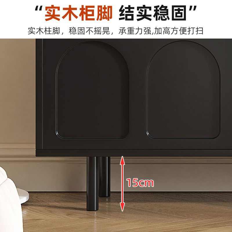 法式黑色电视柜带玻璃茶几组合客厅新款高端小户型收纳储物柜一体
