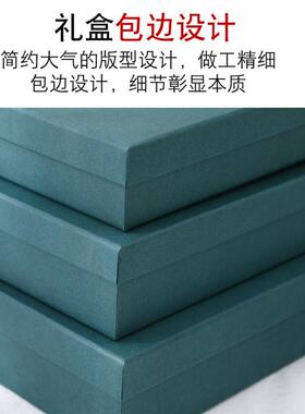 新款直销现货长方形墨绿色礼盒蝴蝶结丝带礼品包装盒天地盖礼物盒