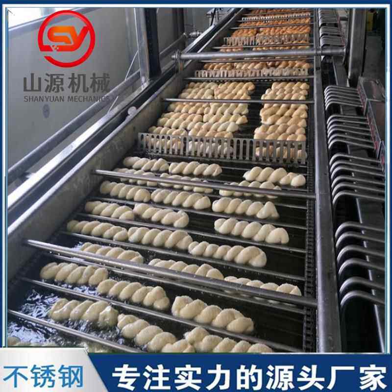 优惠推荐鸡腿面包油炸机 夹心麻花油炸线 自动翻面油炸设备