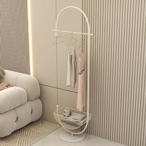 奶油风落地式挂衣架家用简约置物架卧室客厅床头轻奢网红衣帽架