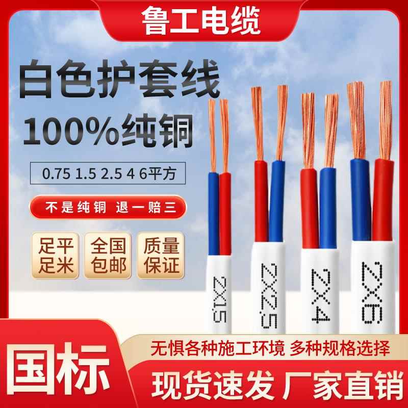 国标rvv铜芯白色护套线2 3芯0.75/1/1.5/2.5/4/6平方电源线软电线