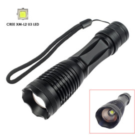 CREE XM-L2强光E6伸缩T6变焦夜骑家用防身多功能手电筒18650电池