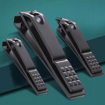 Stainless Steel Black Nail Clippers, Household Anti-Splash N