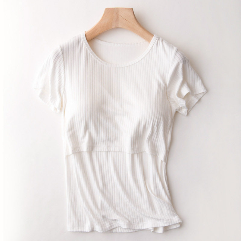 Nursing Wear for Breastfeeding Tops Going Out Fashion Trendy Mom Style Maternity Short-Sleeve T-Shirt Nursing Top Base Shirt Summer Vest