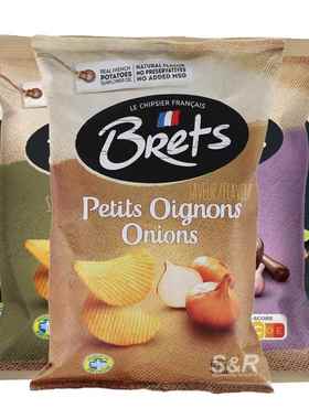法国产进口布瑞特Brets薯片洋葱味 牛菌菇 烧烤鸡肉味厚切土豆片