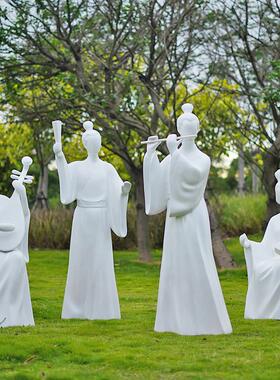 抽象仿铜人物琴棋书画吹拉弹唱雕塑园林景观摆件装饰大型打坐雕像