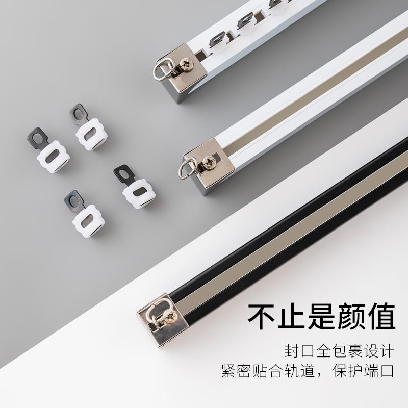 顶铝合金轨道壁装厚3.0m滑轮直轨滑轨装侧静FCN音窗帘导轨滑m道