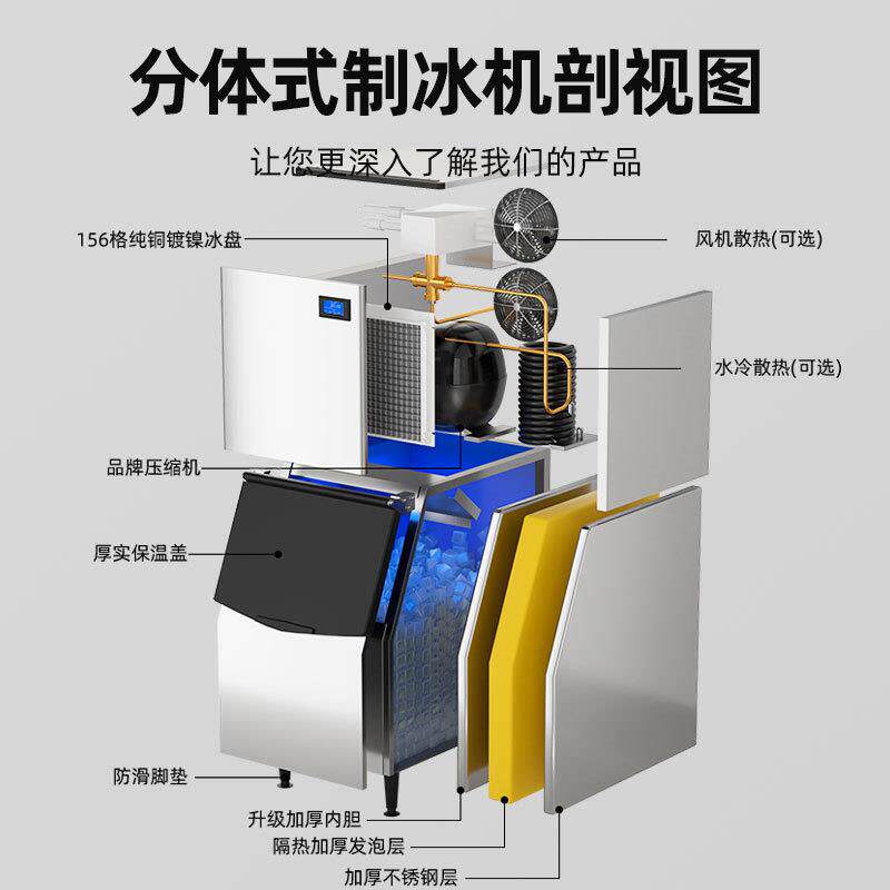 猛世商用小型制冰机大型奶茶店专用冰块制作机小功率冰粒机冰块机