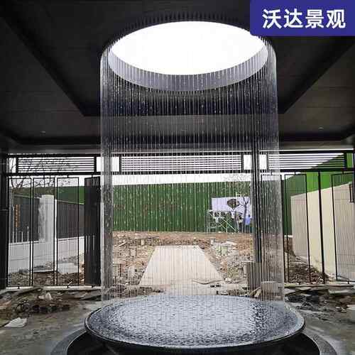 酒店室内拉线流水屏创意瀑布景观设计水帘大型数码喷泉设备供应