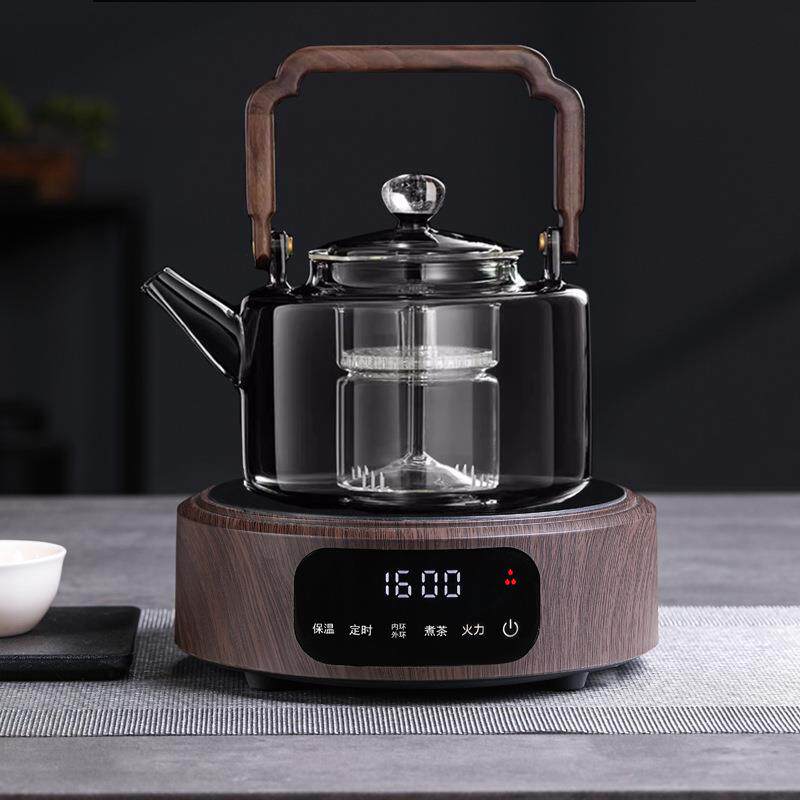 2025新款电陶炉煮茶壶耐高温玻璃煮茶器蒸汽白茶侧把烧水壶套装