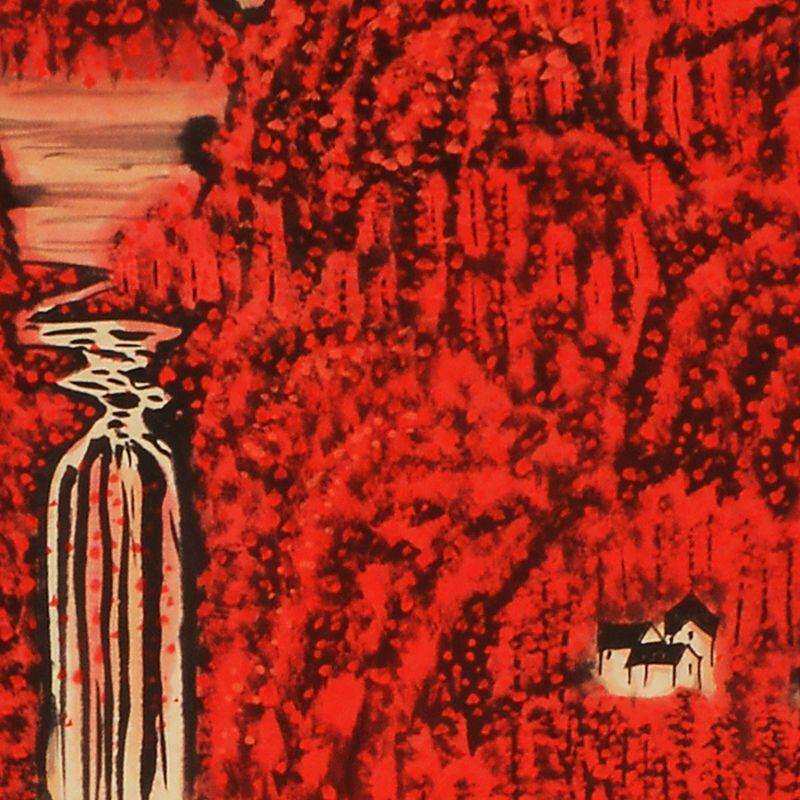 名家李可染山水纯手绘装饰画万山红遍国画水墨画客厅画办公室挂画