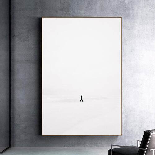 孤独的旅行 北欧现代极简抽象黑白挂画 画壁画 画工业风样板房装