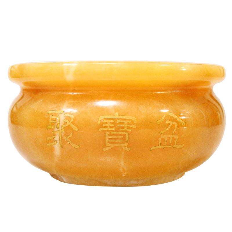 厂家现货天然米黄玉聚宝盆黄玉聚宝盆家居摆件玉石聚宝盆