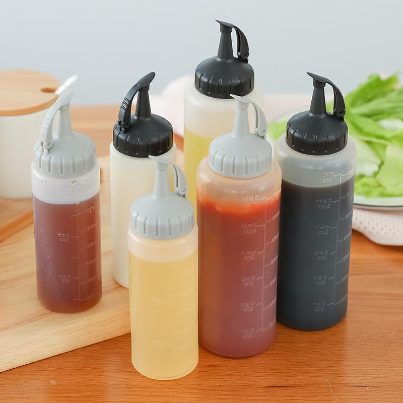 厨房挤压油壶调料瓶酱油瓶调味瓶沙拉挤酱瓶塑料带刻度挤压瓶便携