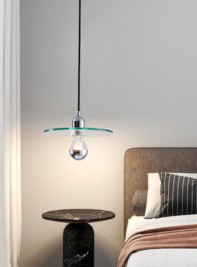 北欧现代简约时尚钢化玻璃吊灯极简全铝玻璃餐厅床头吊灯灯具