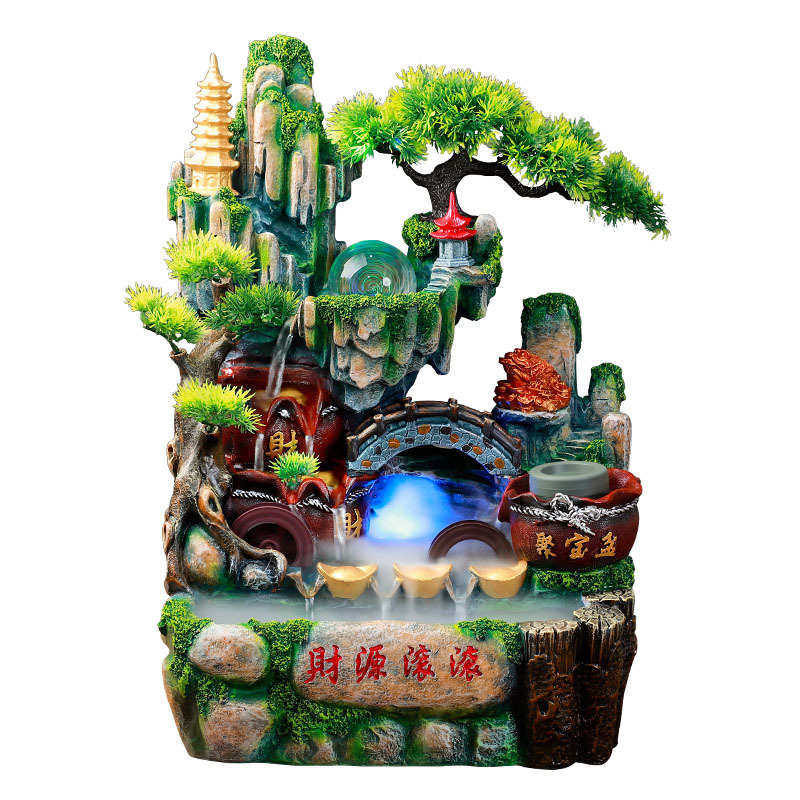 摆件创意装饰品假山加湿器水景 盆景家居鱼缸鱼缸办公室客厅流水