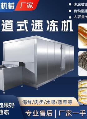 低温水产海鲜鳝鱼黄花鱼隧道式速冻机 全自动商用基围虾速冻设备