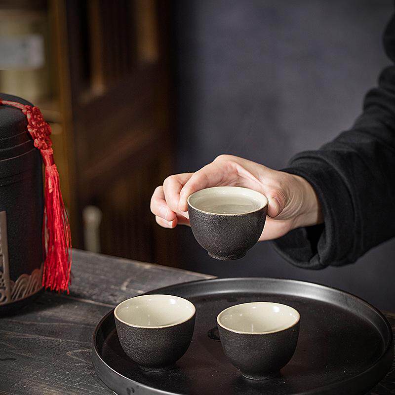 中式年年有鱼分冷烫温酒器家用大容量老式黄复古暖酒壶酒杯具套装