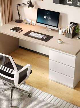 实木书桌带抽易斗柜CIB一体台式用桌卧室简书桌屉家学习桌书柜组