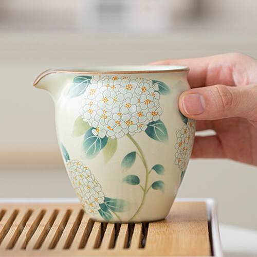 米黄汝简窑公道杯开片可养公杯匀杯功夫茶具配件分约ONJ汝茶海瓷