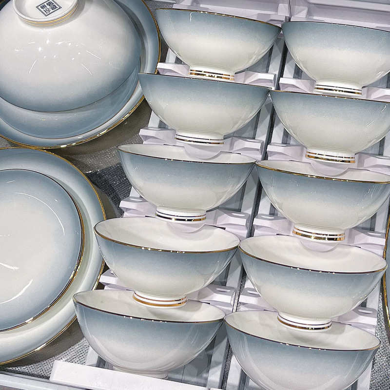 景德镇碗碟套装轻奢高级感陶瓷餐具全套组合家用饭碗面碗盘子批发