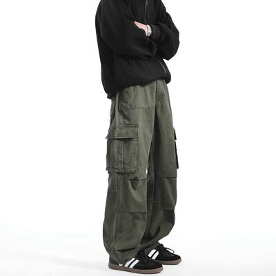 Men's Solid Flap Pocket Drawstring Cargo Pants