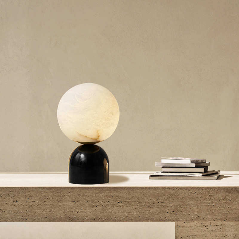 后现代简约天然大理石装饰台灯书房客厅展厅卧室床头网红侘寂圆球,家装灯饰光源,装饰台灯,淘宝优惠券,粉丝福利购,淘宝优惠卷